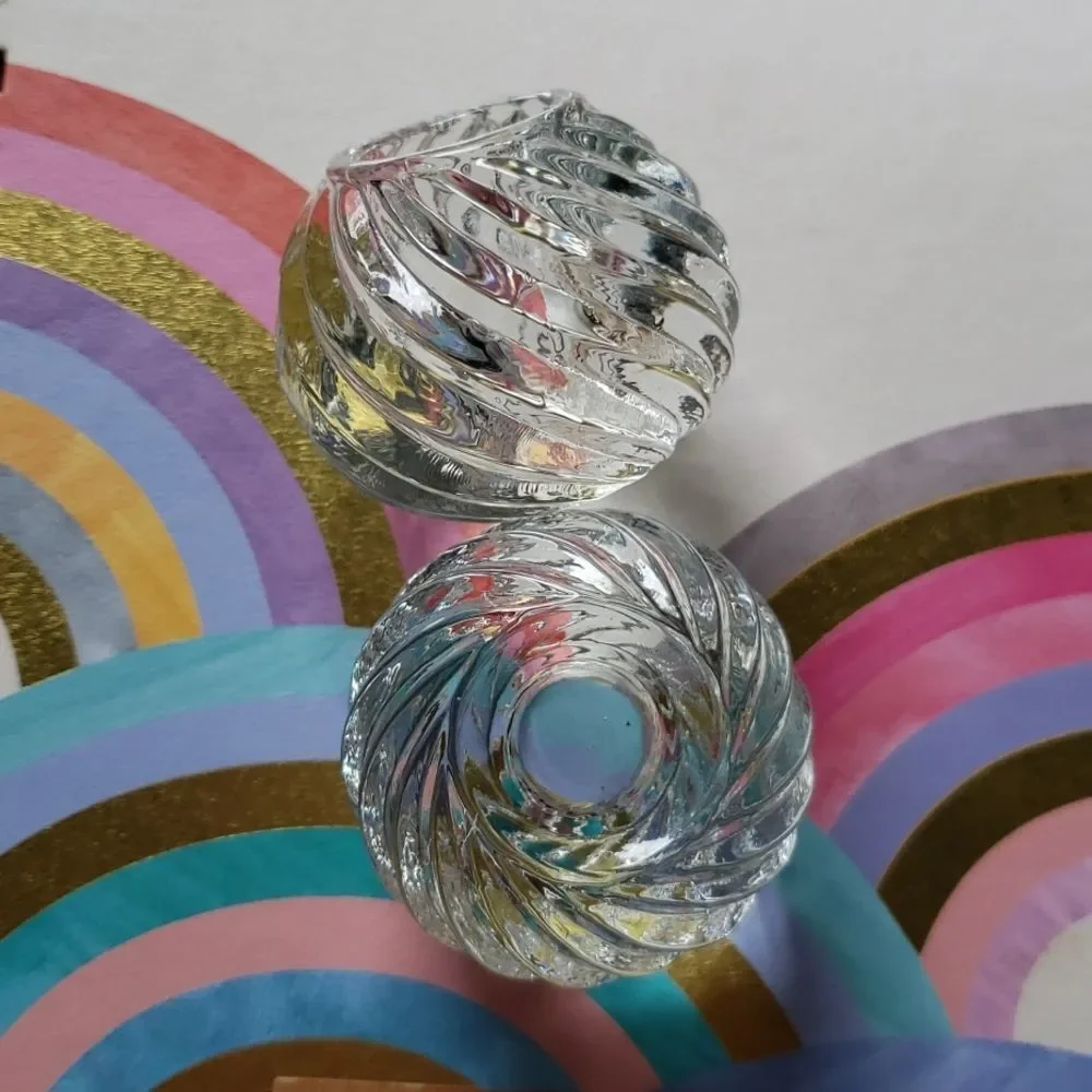 set of glass taper-candles & glass holders
